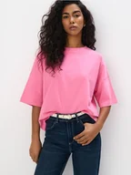 Koszulki i topy damskie - Mohito - Bawełniany różowy t-shirt - pastelowy różowy - miniaturka - grafika 1