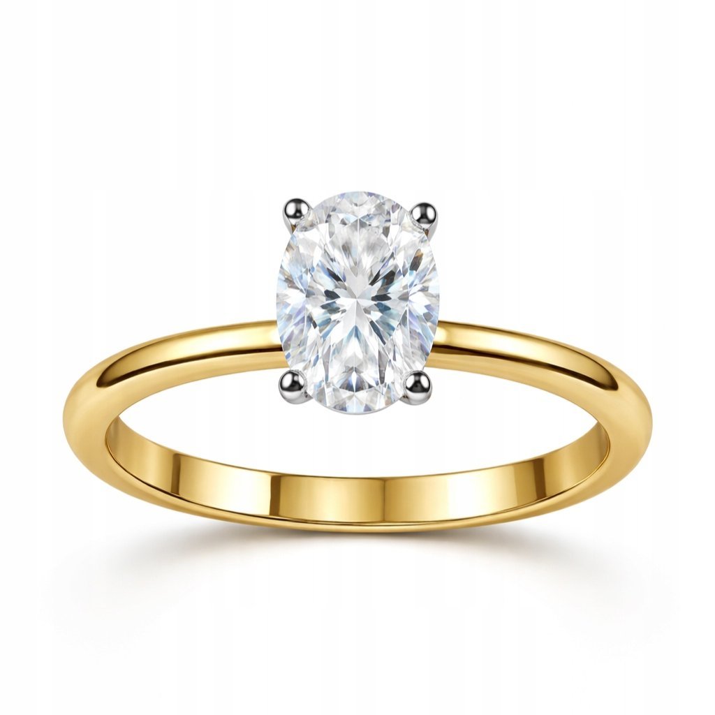 ZŁOTY PIERŚCIONEK ZARĘCZYNOWY Z OWALNYM MOISSANITEM 1 CT ETERNAL 14KT 585