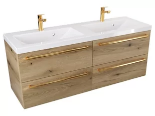Szafka Wisząca Z Umywalką ATHD 120 cm DUO - Dąb Evoke Coast Mat - Uchwyty Złote Polerowane - Szafki łazienkowe - miniaturka - grafika 1