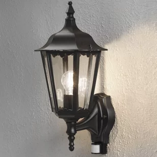 Konstsmide Lampa ścienna Firenze świecąca w górę, czujnik, czarny mat - Lampy ogrodowe - miniaturka - grafika 1
