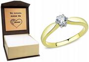Obrączki ślubne - ﻿Złoty pierścionek zaręczynowy ONE WAY grawer r.10 - miniaturka - grafika 1