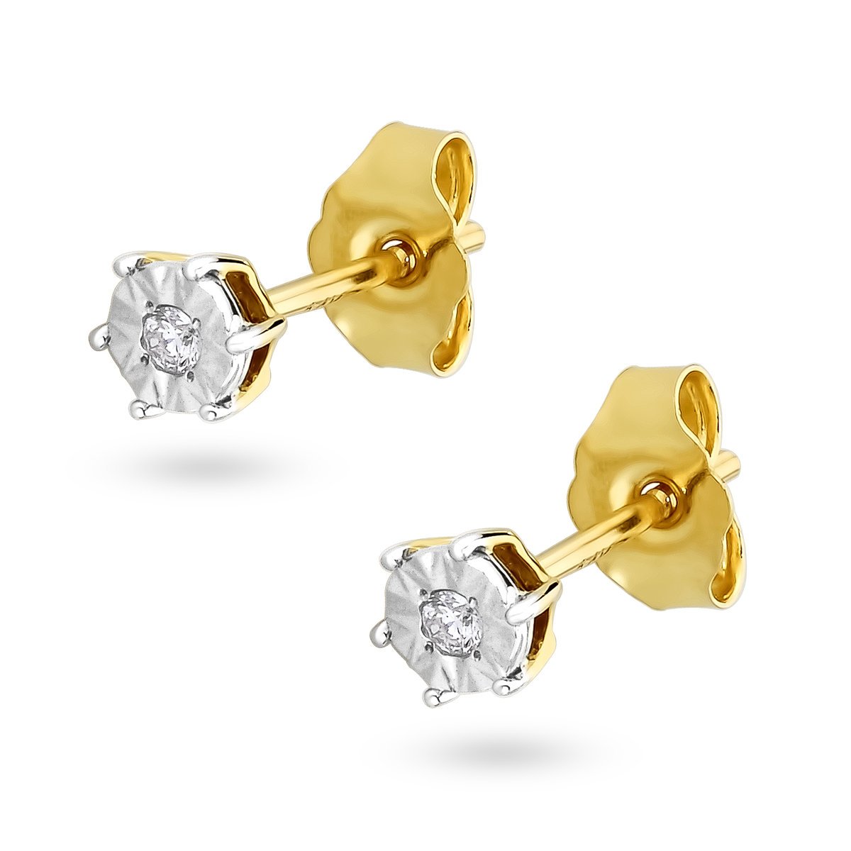 Złote kolczyki sztyfty diamenty 2 x 0.035ct pr. 585