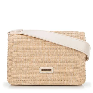 Damska crossbody z plecionki beżowo - kremowa - Torebki damskie - miniaturka - grafika 1