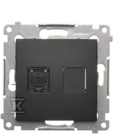 Gniazdka elektryczne - Kontakt Simon Simon 54 Gniazdo komputerowe pojedyncze RJ45 kategoria 6 z przesłoną przeciwkurzową (moduł) czarny mat D61.01/49 D61.01/49 - miniaturka - grafika 1