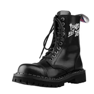 Botki męskie - glany STEADY'S - 10 dziurek, czarne / PUNKS NOT DEAD (STE/10/HAFT/119) - miniaturka - grafika 1