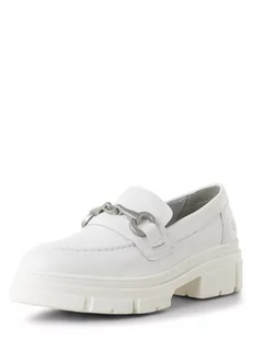 Tamaris - Skórzane loafersy damskie, biały - Czółenka - miniaturka - grafika 1