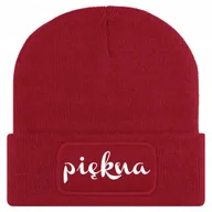 Czapki damskie - Czapka Jesienna Bawełniana ZIMOWA Czerwona Beanie PIĘKNA Na Prezent Wzory - miniaturka - grafika 1