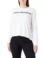 Swetry damskie - Love Moschino Damski sweter z długim rękawem z okrągłym dekoltem, biały (Optical White), rozmiar 46, optical white, 46 - miniaturka - grafika 1