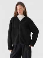 Bluzy damskie - Damski polar sherpa rozpinany Outhorn OTHWAW24TJACF219 - czarny - miniaturka - grafika 1