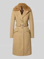 Płaszcze damskie - Płaszcz z paskiem i kieszeniami z patką - miniaturka - grafika 1