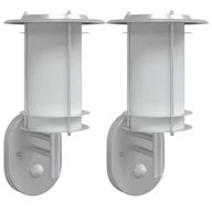 Lampy ogrodowe - vidaXL Kinkiety zewnętrzne z czujnikiem ruchu, 2 szt., srebrne, stal - miniaturka - grafika 1