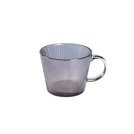 Szklanki - Filiżanka GLASSIC szklana prążkowana szara 2 szt. 0,42 l HOMLA - miniaturka - grafika 1