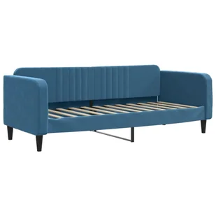Sofa rozsuwana z szufladami, niebieska, 80x200 cm, aksamit Lumarko! - Łóżka - miniaturka - grafika 7