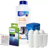 Akcesoria i części do ekspresów do kawy - Zestaw Philips - Filtr Philips Intenza+ CA6702 3szt, Uniwersalny Odkamieniacz 500ml, Philips CA6705/10 Środek do Obiegu Mleka - miniaturka - grafika 1