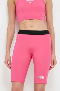 Spodenki damskie - The North Face szorty sportowe Mountain Athletics damskie kolor różowy gładkie medium waist - grafika 1