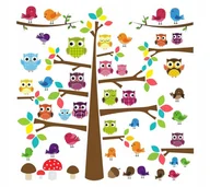 Naklejki na ścianę - Naklejki na ścianę dla dzieci zestaw Sowy, Sówki 1, 60x60 cm - miniaturka - grafika 1