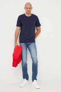 Koszulki męskie - Lacoste t-shirt TH3449 męski kolor granatowy gładki - grafika 1