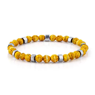 Bransoletka koraliki w kolorze pomarańczowym EM 50 - EM Men's Accessories - Bransolety męskie - miniaturka - grafika 1