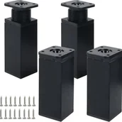 Zawiasy, okucia i inne akcesoria - Zestaw 4 regulowanych nóg meblowych, czarne nogi stołowe, 10 cm, z 16 śrubami, regulowane do szafek kuchennych i stołów - miniaturka - grafika 1