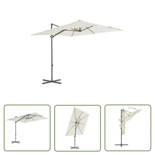 The Living Store Parasol wiszący ze stalowym słupkiem - 250x250 cm - piaskowy - Parasol Wiszący - Parasole ogrodowe - miniaturka - grafika 1