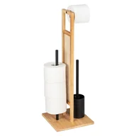 Stojaki i wieszaki na papier toaletowy - Bambusowy stojak na papier toaletowy ze szczotką Allegre – Wenko - miniaturka - grafika 1