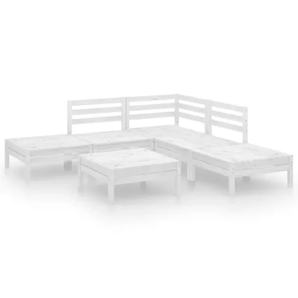 Drewniany zestaw wypoczynkowy na patio, biały, wymiary: 63,5 x 63,5 x 62,5