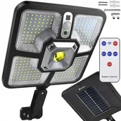 Lampy ogrodowe - Lampa Solarna 220 LED 15 COB Ogrodowa Uliczna Czujnik Ruchu Zmierzchu Pilot - miniaturka - grafika 1