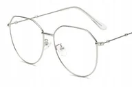 Okulary korekcyjne, oprawki, szkła - Okulary korekcyjne srebrne ładne metal -0.75 - miniaturka - grafika 1