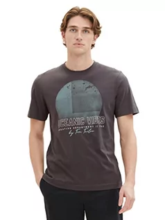 Koszulki męskie - T-shirt męski TOM TAILOR z nadrukiem fotograficznym wykonany z bawełny, 10899-Szary asfalt, M - grafika 1