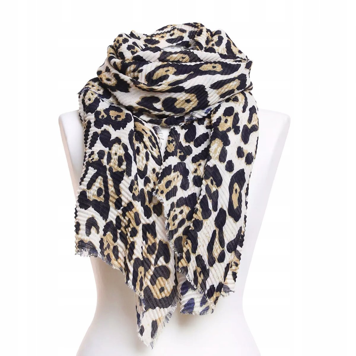 JESIENNY SZAL DAMSKI SZALIK MODNY ELEGANCKI W PANTERKĘ CIENKI MORAJ PATT3