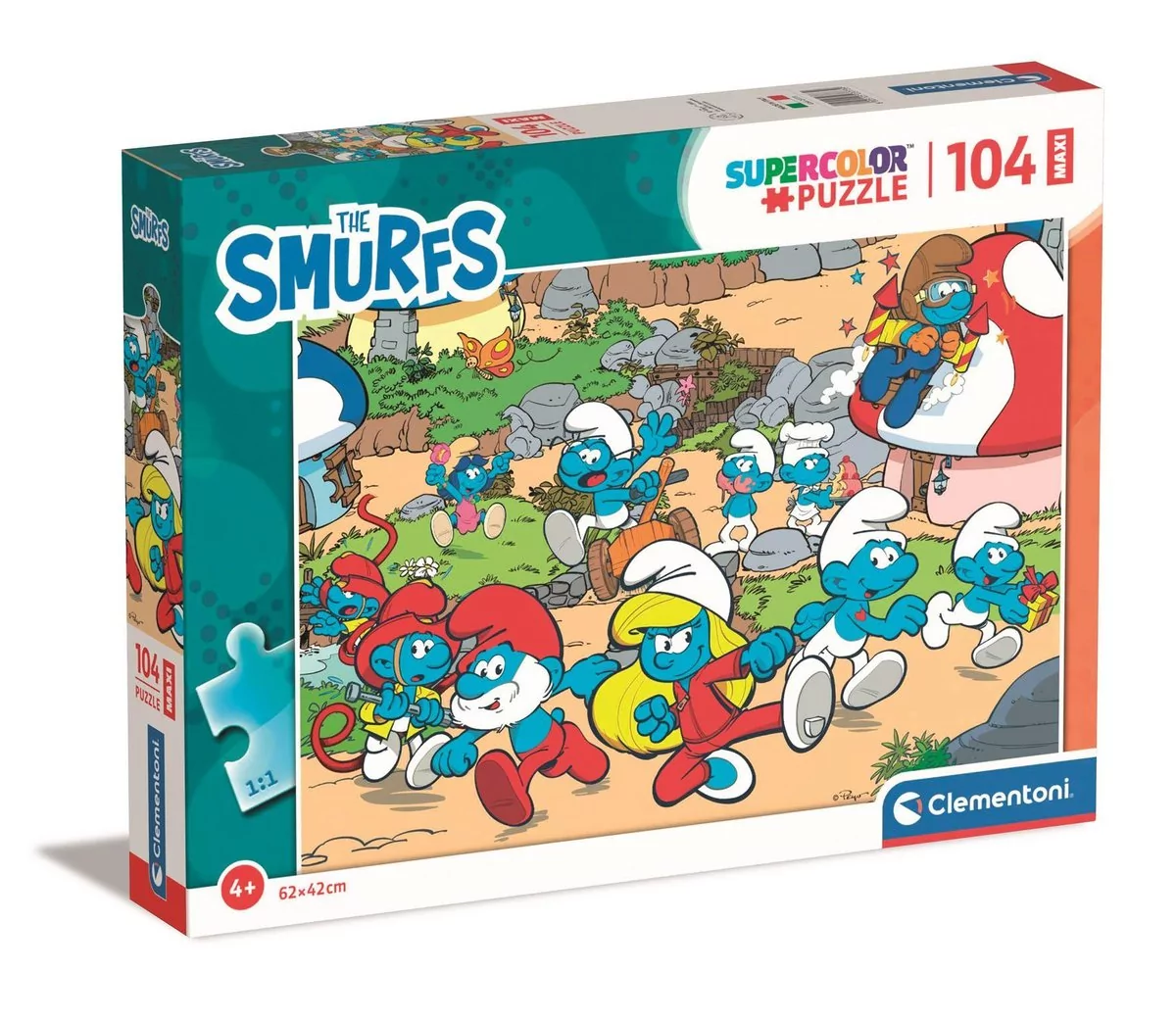 Puzzle 104 Maxi Super Kolor Smurfs Puffi Clementoni