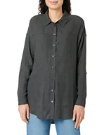 Bluzki damskie - TOM TAILOR Denim Damski Bluzka z rękawami typu turn-up 1032805, 10522 - Shale Grey Melange, L - miniaturka - grafika 1