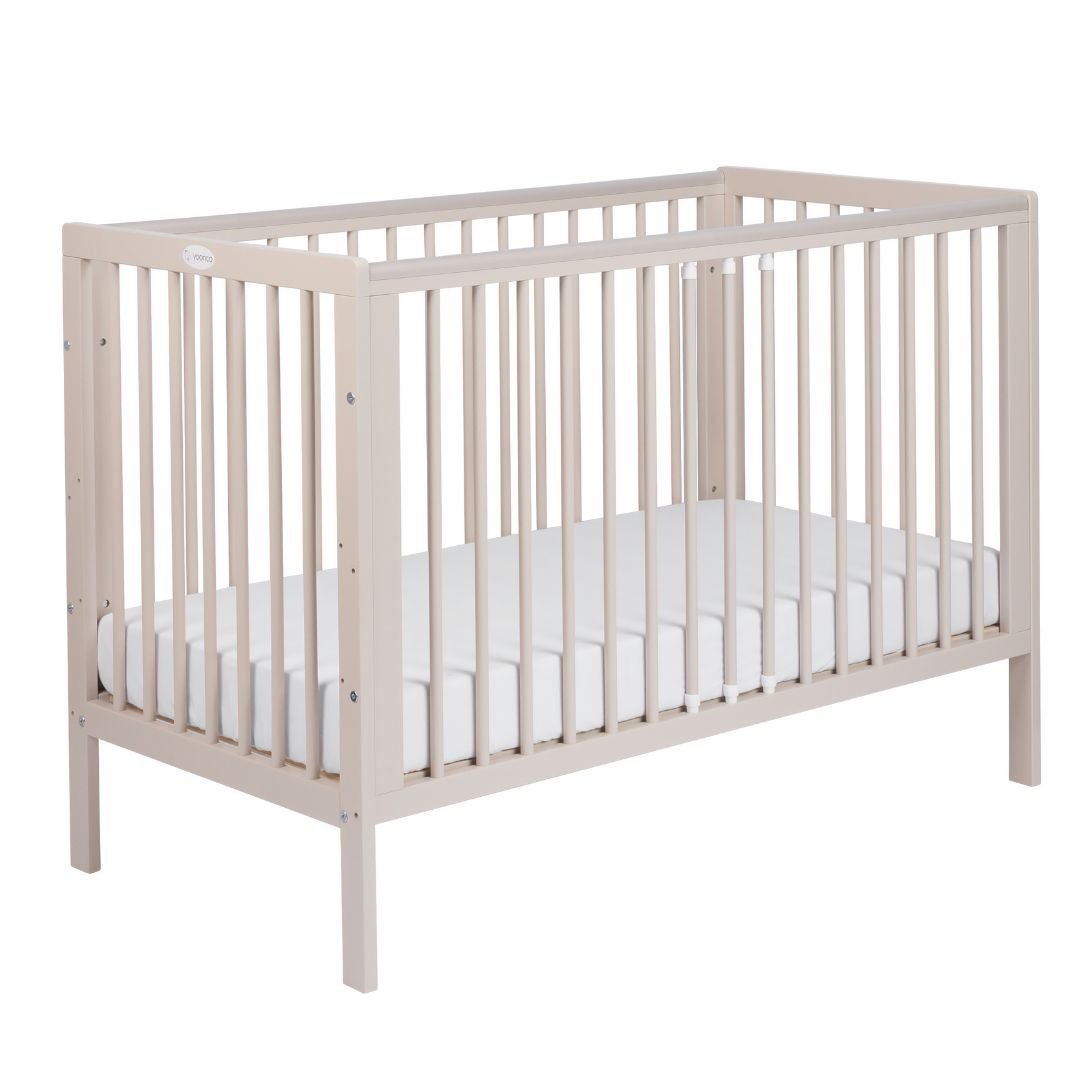 Łóżeczko drewniane z barierką TIMIO beż
