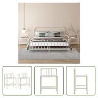 Szafki nocne - The Living Store Szafki nocne 2 szt. Biały przezroczysty metal i szkło - miniaturka - grafika 1