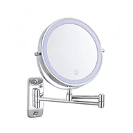 Lusterka do makijażu - Lustro do makijażu montowane na ścianie 8 cali, powiększenie 1X/5X, akumulatorowe, 3-kolorowe regulowane oświetlenie (chrom) - miniaturka - grafika 1