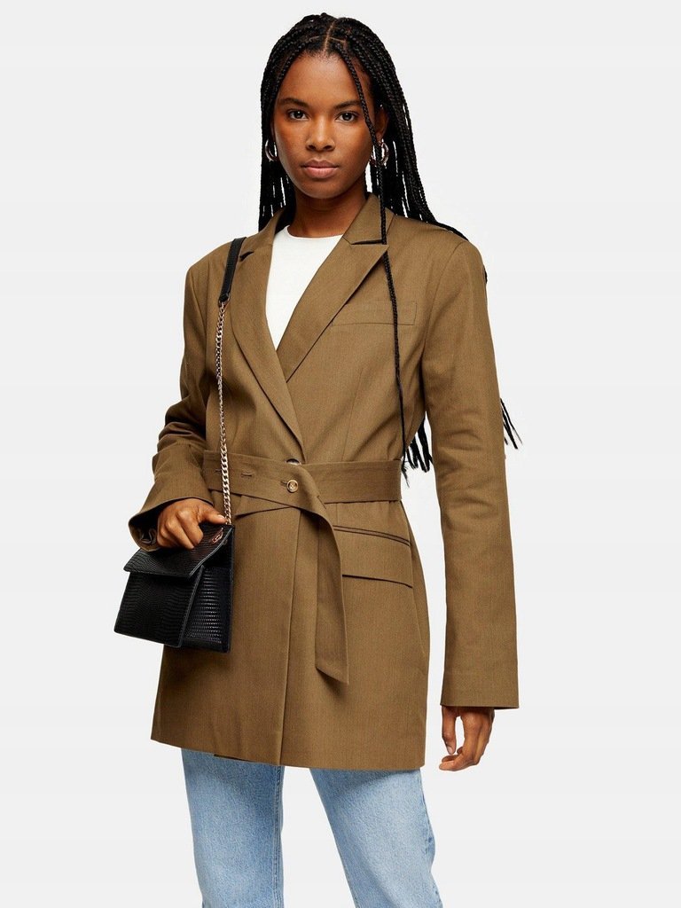 TOPSHOP PŁASZCZ DAMSKI KHAKI Z PASKIEM 40 1Z1D2_A*