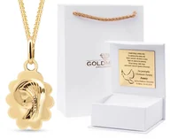 Biżuteria dla dzieci - ZŁOTY KOMPLET ŁAŃCUSZEK Z MEDALIKIEM NA CHRZEST, KOMUNIĘ ŚWIĘTĄ 14KT 585 - miniaturka - grafika 1