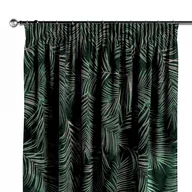 Zasłony - Dekoria Zasłona na taśmie marszczącej 1 szt. zielony w liście 1szt 130 × 260 cm Velvet 300-704-21 - miniaturka - grafika 1