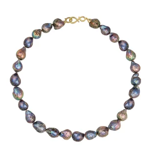 ENAYA NELLIE NOIR Naszyjnik duże perły barokowe czarne owalne zapięcie srebro - 50 cm - Naszyjniki - miniaturka - grafika 1