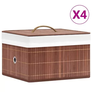 vidaXL Bambusowe pojemniki do przechowywania, 4 szt., brązowe vidaXL - Pudła i pojemniki do przechowywania - miniaturka - grafika 1
