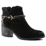 Botki damskie - Czarne Botki Damskie Carinii Stylowe Buty Jesienne - miniaturka - grafika 1
