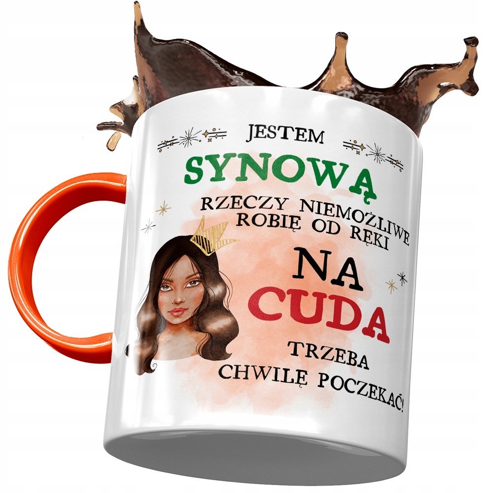 Kubek Pomarańczowy Dla Synowej Żony Syna Prezent z Nadrukiem ze Zdjęciem + Opakowanie na prezent (wzór 01)