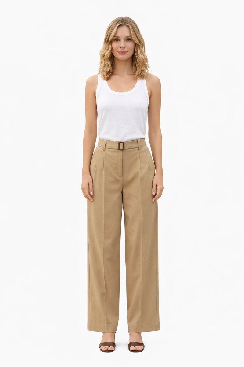 WEEKEND MAXMARA BRĄZOWE SPODNIE CHINOS Z PASKIEM DŁUGIE 42 1I4A