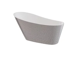 Wanna wolnostojąca Besco Melody Glam 150x80 cm owalna srebrny/biały połysk syfon i maskownica czarna WA-150-MSC - Wanny - miniaturka - grafika 1