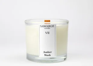Świeca Zapachowa Sojowa 200g / Bursztyn Piżmo, drewniany knot, 40h/Sawarge Candles - Świece - miniaturka - grafika 1