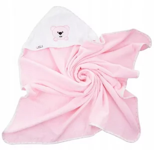 Bocioland Okrycie Kąpielowe Ręcznik Z Kapturkiem 80X80Cm Miś Róż 0243 - Okrycia kąpielowe dla dzieci - miniaturka - grafika 1