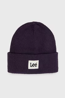 Czapki męskie - Lee czapka bawełniana kolor fioletowy z cienkiej dzianiny bawełniana - grafika 1
