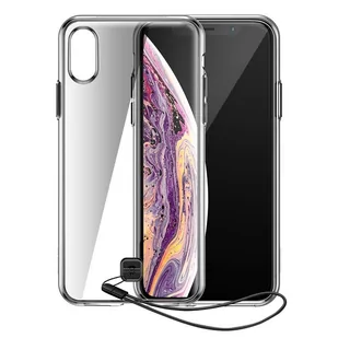 Baseus Transparent Key usztywnione etui z żelową ramką iPhone XS Max czarny (WIAPIPH65-QA01) WIAPIPH65-QA01 - Etui i futerały do telefonów - miniaturka - grafika 1