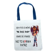 Torebki damskie - Torba na ramię uchwyt niebieski, zabawny tekst, Mi 070 - miniaturka - grafika 1