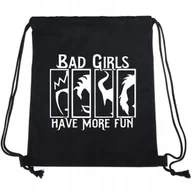 Plecaki worki - WOREK PLECAK CZARNY Do Szkoły Na Buty BAD GIRLS HAVE MORE FUN Mix Wzorów - miniaturka - grafika 1